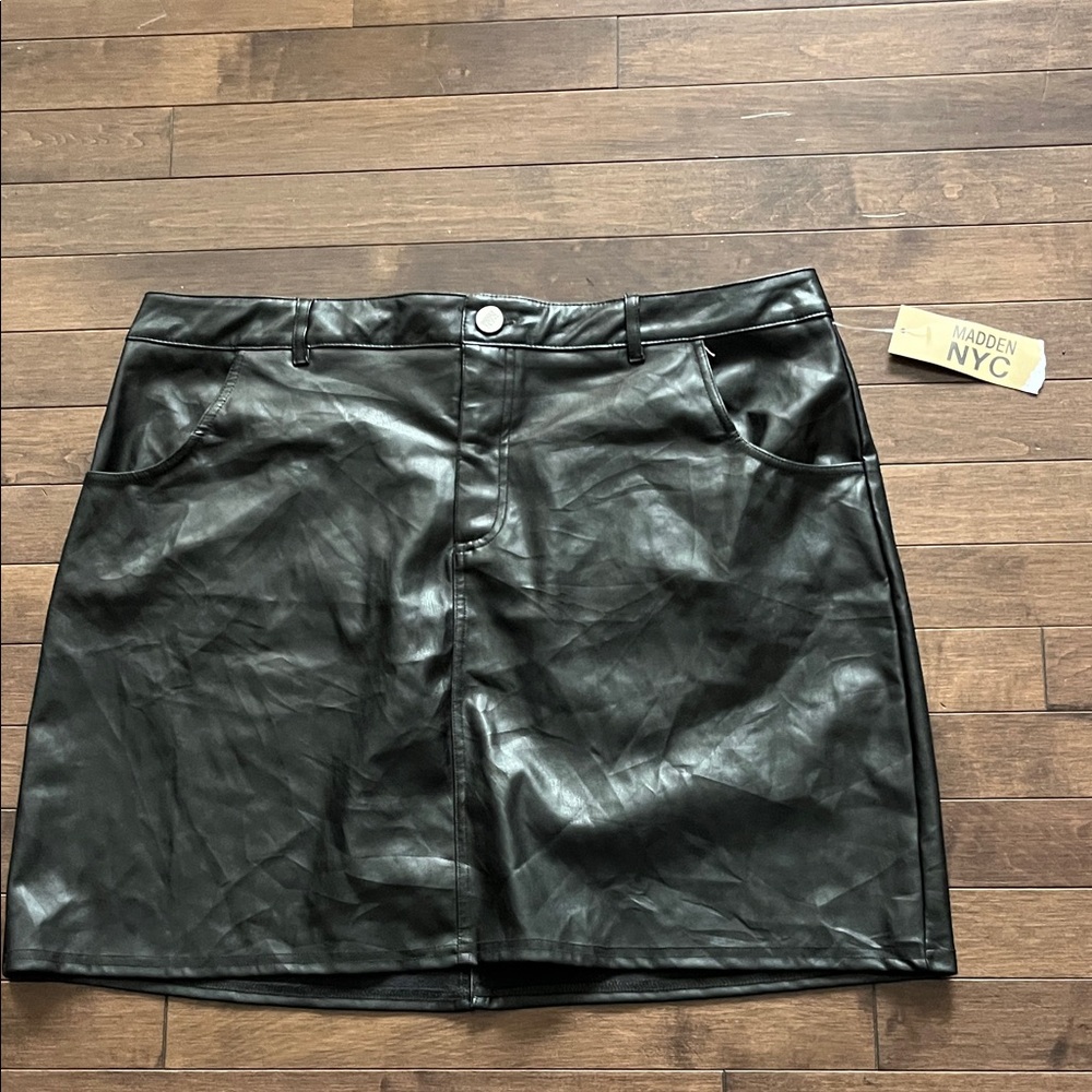 Black Madden NYC faux  Leather Skirt